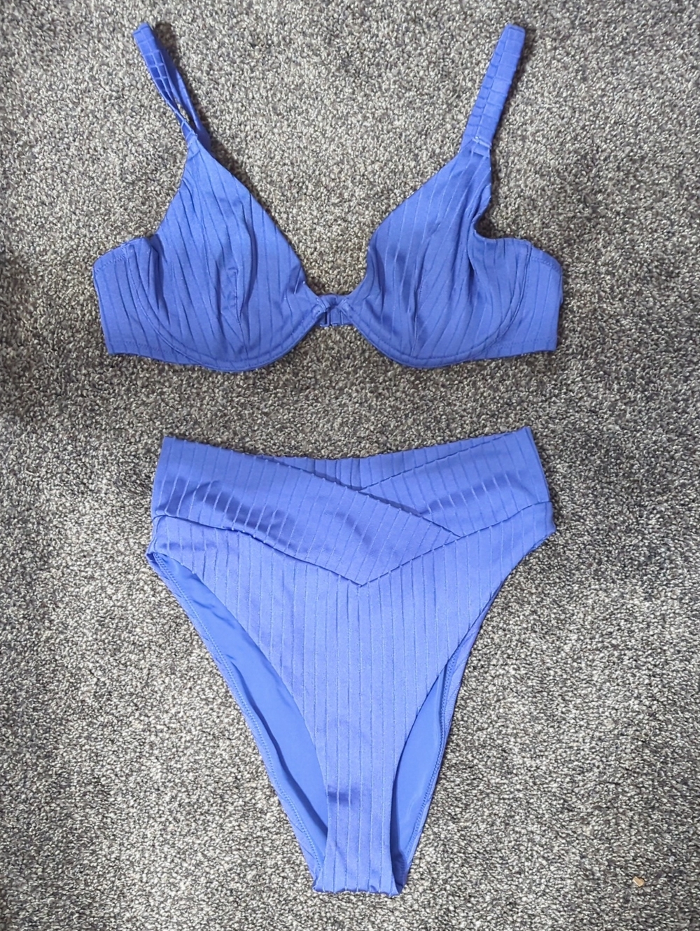 aerie Ribbed Periwinkle Underwire Bikini Set